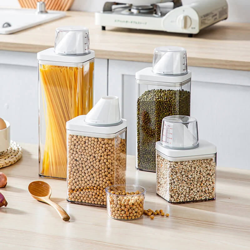 Multi-Use Airtight Storage Container – With Measuring Cup, Spout & Handle for Laundry Powder, Pet Food or Pantry Essentials
