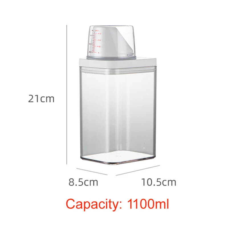 Multi-Use Airtight Storage Container – With Measuring Cup, Spout & Handle for Laundry Powder, Pet Food or Pantry Essentials
