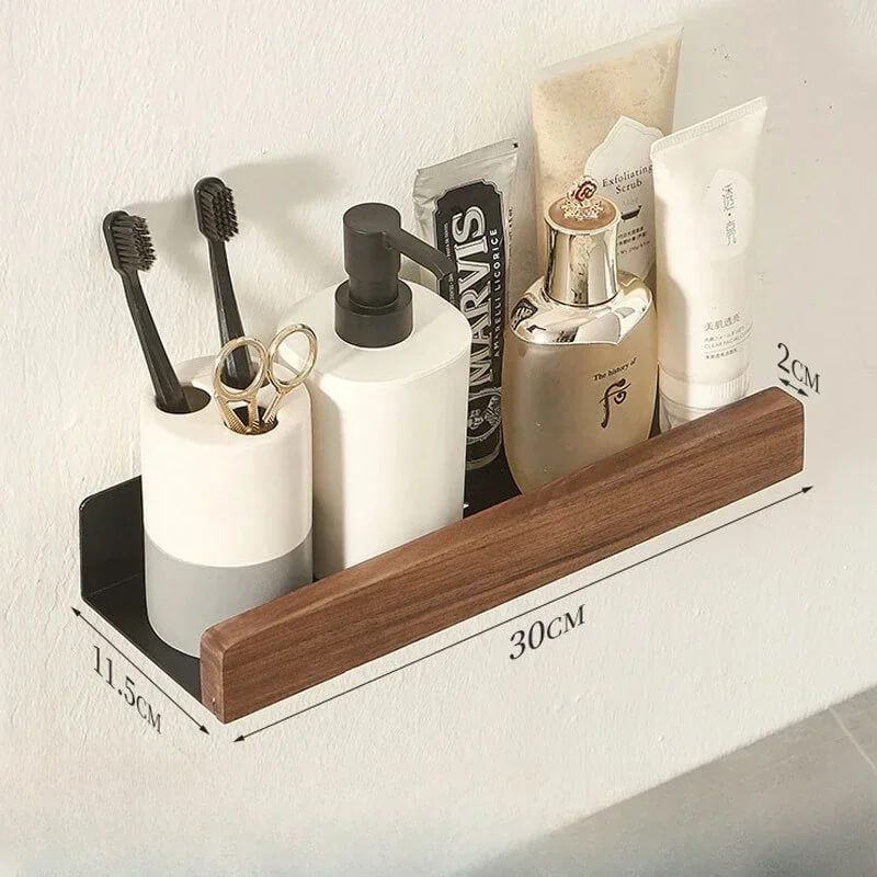 Solid Wood Wall-Mounted Shelf – No-Drill Storage Rack