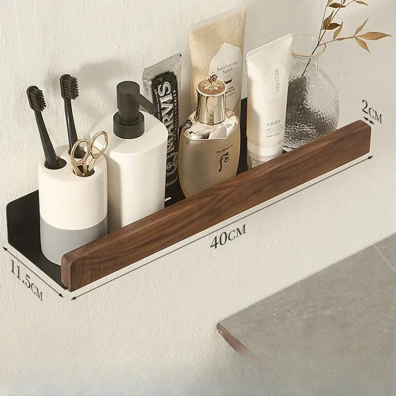 Solid Wood Wall-Mounted Shelf – No-Drill Storage Rack
