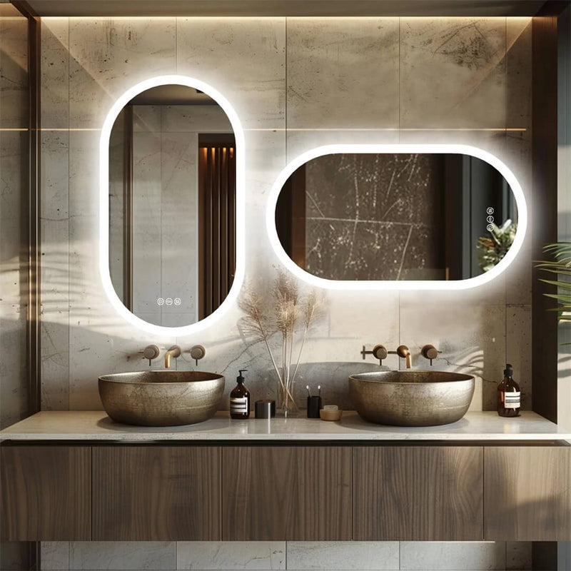 Frameless LED Bathroom Mirror – Touch Screen Anti-Fog Vanity Mirror with Backlit Lighting