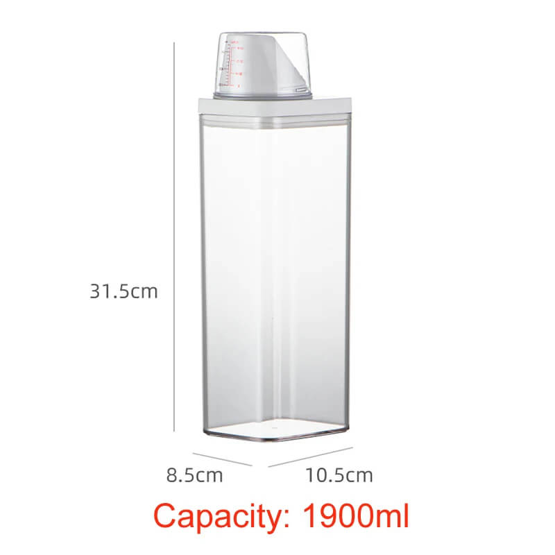 Multi-Use Airtight Storage Container – With Measuring Cup, Spout & Handle for Laundry Powder, Pet Food or Pantry Essentials