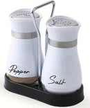 2pcs Glass Spice Bottles with Shelf – Adjustable Salt and Pepper Shakers for Kitchen Use