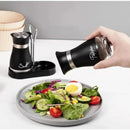 2pcs Glass Spice Bottles with Shelf – Adjustable Salt and Pepper Shakers for Kitchen Use