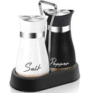 2pcs Glass Spice Bottles with Shelf – Adjustable Salt and Pepper Shakers for Kitchen Use