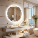 Intelligent LED Round Mirror – Touch Screen, Dimmable and Anti-Fog Bathroom Lighted Mirror