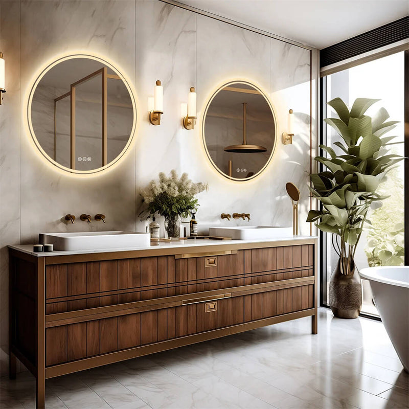Intelligent LED Round Mirror – Touch Screen, Dimmable and Anti-Fog Bathroom Lighted Mirror
