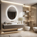 Luxury Oval LED Bathroom Mirror – Dimmable Backlit Wall Mirror with Demister and Touch Sensor