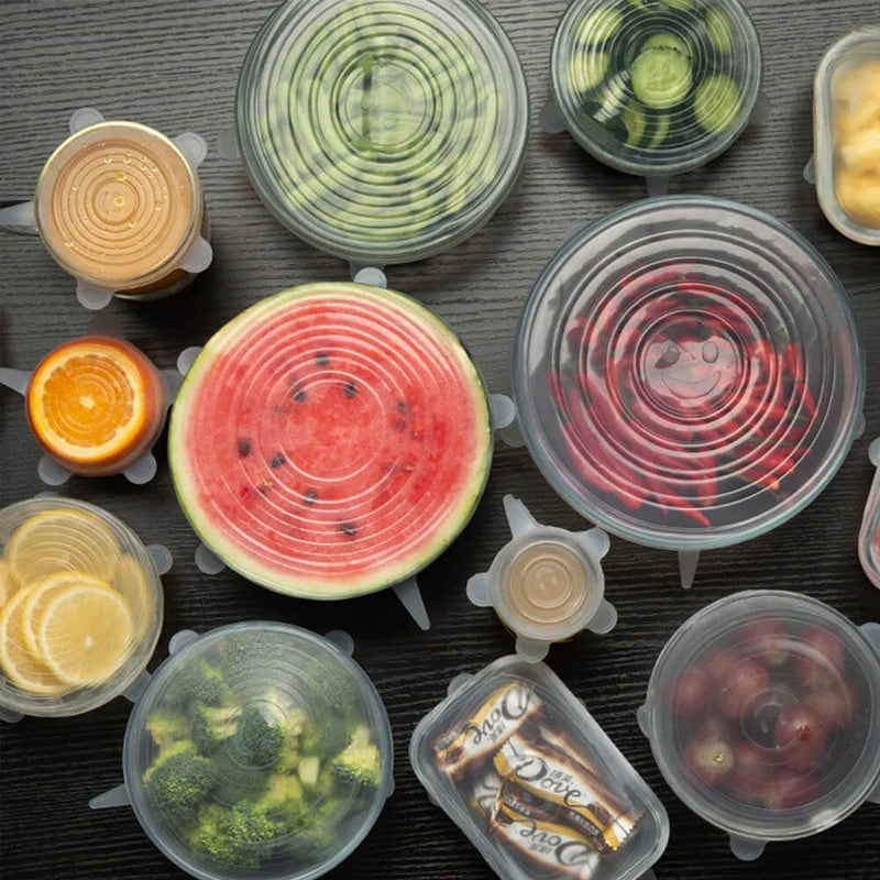 6pcs Reusable Silicone Stretch Lids – Leakproof, Flexible & Eco-Friendly Food Covers