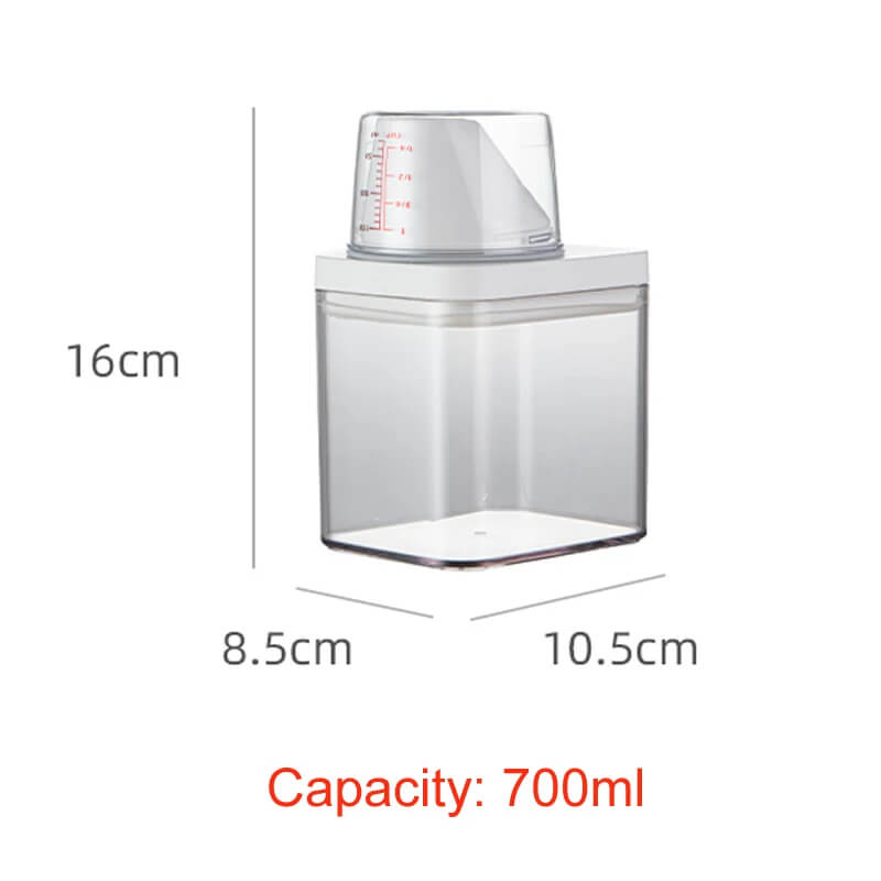 Multi-Use Airtight Storage Container – With Measuring Cup, Spout & Handle for Laundry Powder, Pet Food or Pantry Essentials