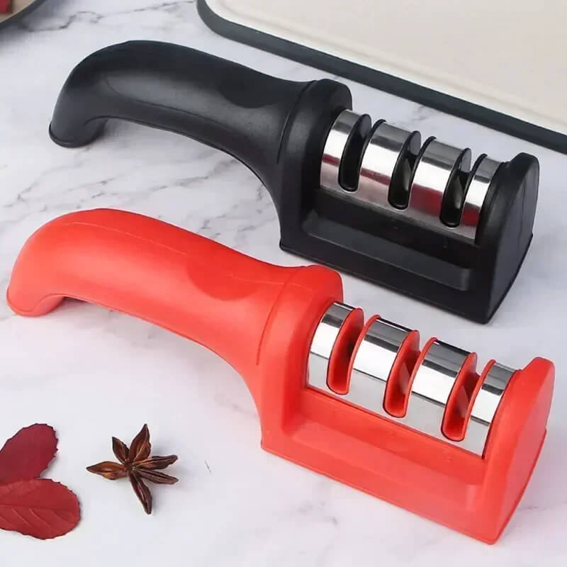 3-Stage Knife Sharpener – Multi-Purpose Stainless Steel Sharpening Tool for Kitchen Use
