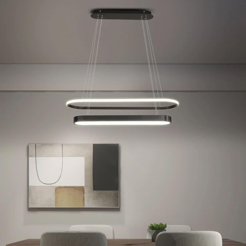 Metal Ring LED Pendant Light – Elegant Hanging Fixture for Dining Rooms and Kitchens