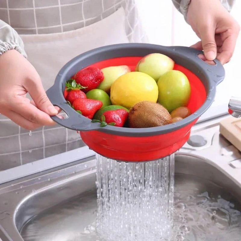 Foldable Silicone Drain Basket – Space-Saving Strainer for Fruits & Vegetables