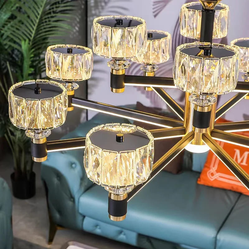 Nordic Luxury LED Crystal Chandelier – Modern Ceiling Light for Living Room, Dining Area and Bedroom