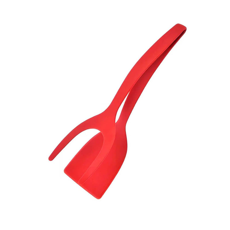 2-in-1 Silicone Grip Tongs and Spatula – Multi-Use Kitchen Turner for Eggs, Pancakes and Toast